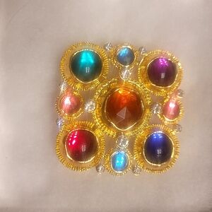 Elegant Multicolor Gemstone Brooch